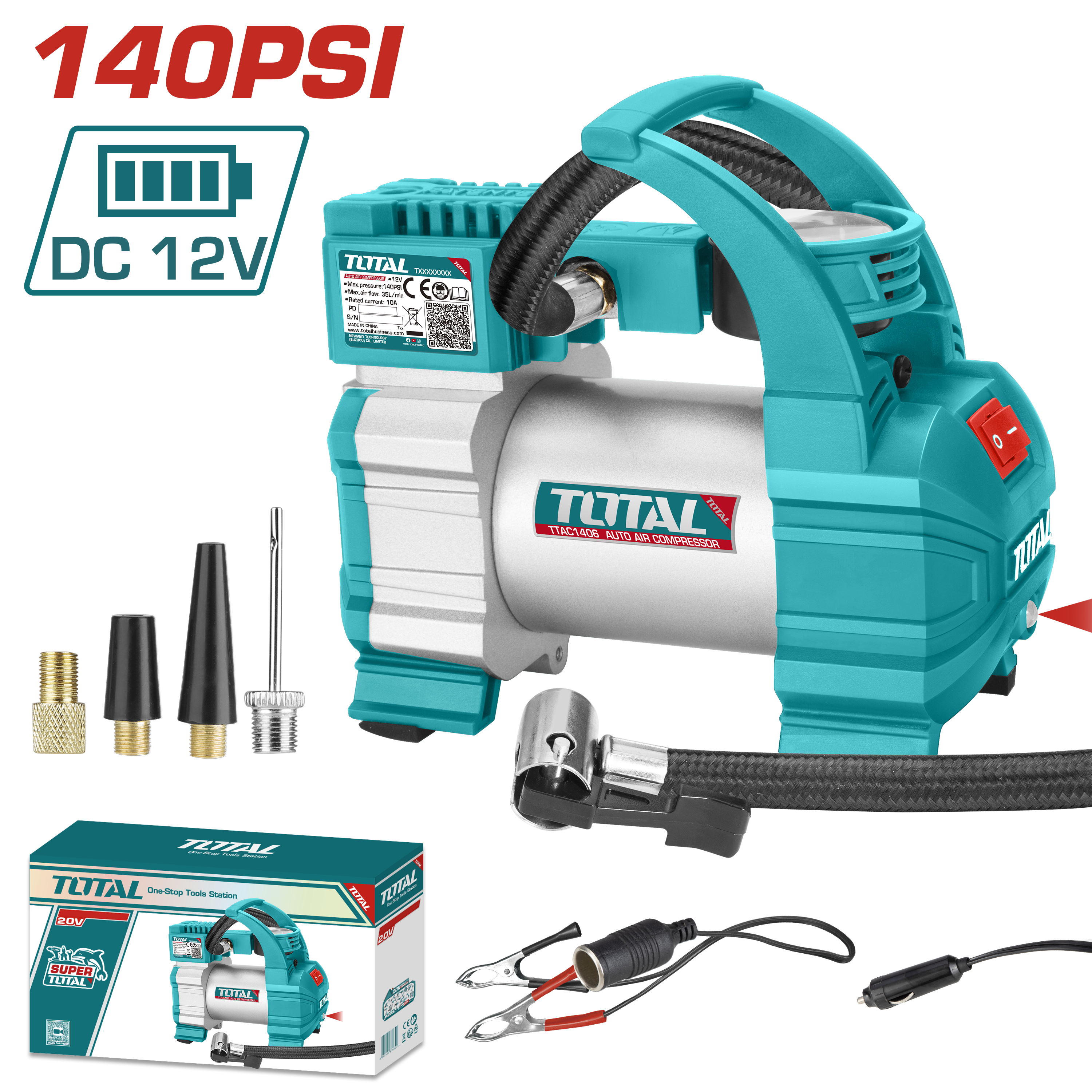 Total tools Auto air compressor DC12 volt - TTAC1406