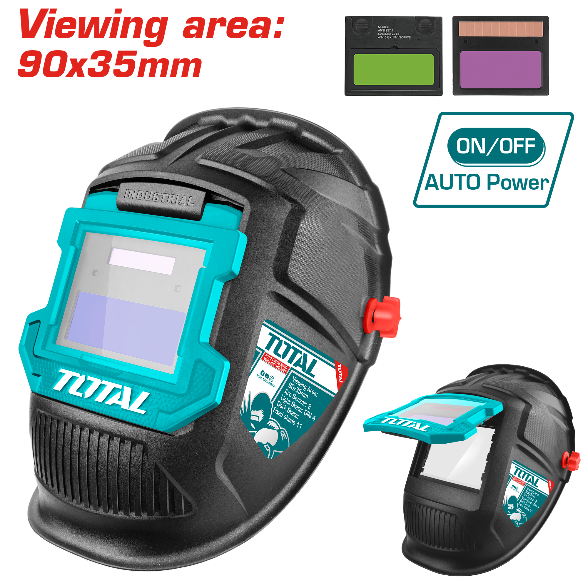 Total tools Auto-darkening welding helmet 90×35mm DIN 4 - TSP9309