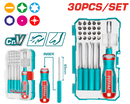 TACSD30306 - توتال تولز طقم مفك سيستيم بالسنون + مفكات شوكه   30 قطعه