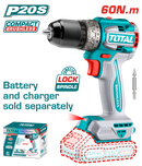 Total Tools Lithium-Ion compact brushless cordless drill 20V Without battery And Charger-TDLI206021