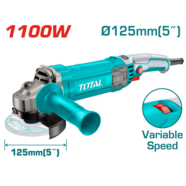 TOTAL TOOLS Angle grinder 1100 watt -125 mm - 5" inch with variable speed /TG110125565