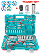 THKTHP21566 - توتال تولز طقم عدة لقم 1/4 "  + 3/8"  + 1/2 "   و مفاتيح  و بنس  156 قطعة