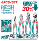 Total Tools 4-Piece Energy Saving Pliers Set - 30% Energy Saving - Model THT2K0488