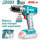 Total tools Lithium-Ion impact drill 20v 45NM - Metal chuck without Battery and charger -TIDLI201455
