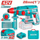 توتال تولز هيلتى بطاريه براشلس 42 فولت  2.5 جول  26 مم  + 2 بطارية  و شاحن - TRHLI422682