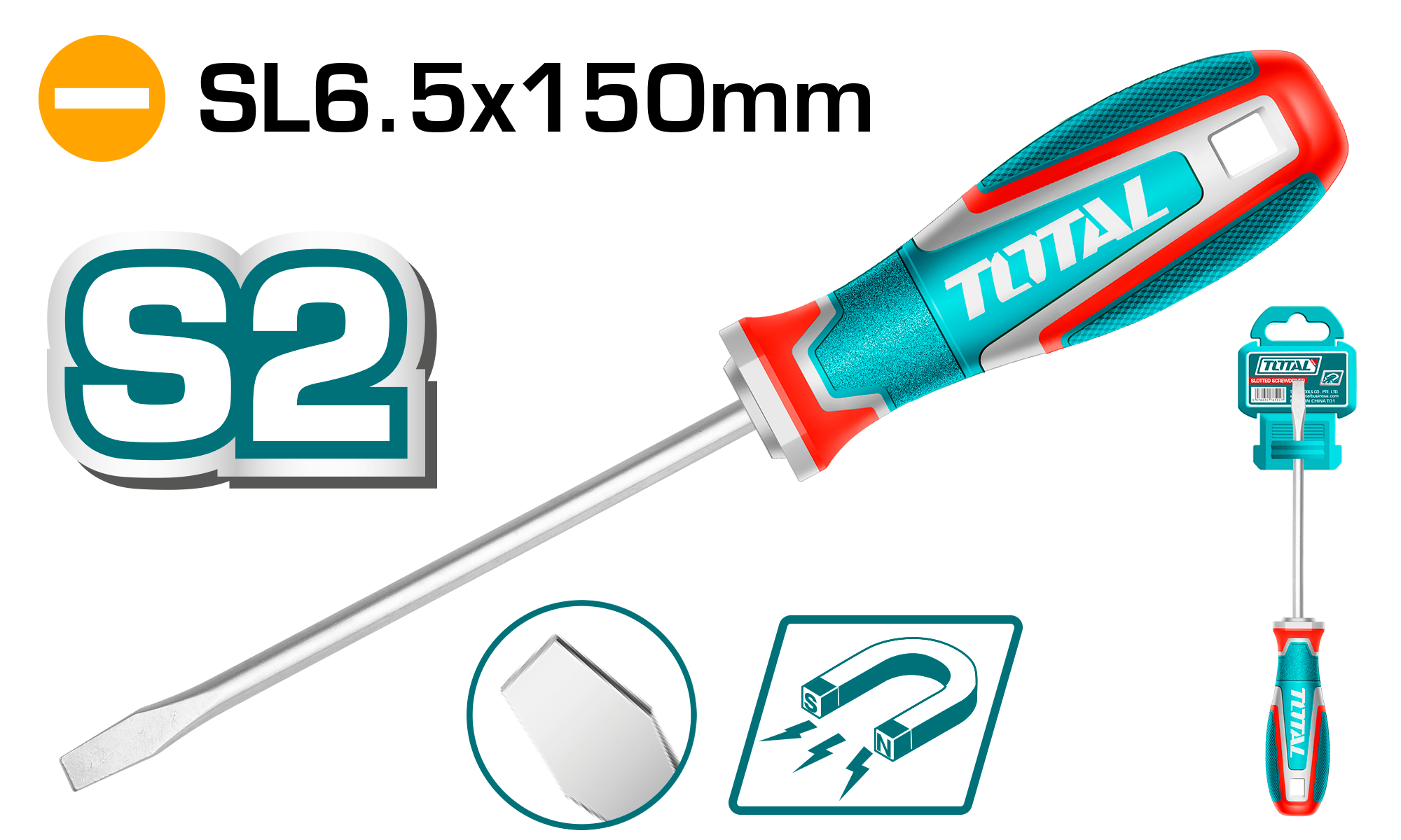 Total Tools 6.5mm Slotted Screwdriver 150mm with Rubber Handle – TSDSL