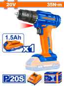 Wadfow Lithium-Ion Cordless Drill Cordless drill With 1 Battery And Charger 20V-WCDP511