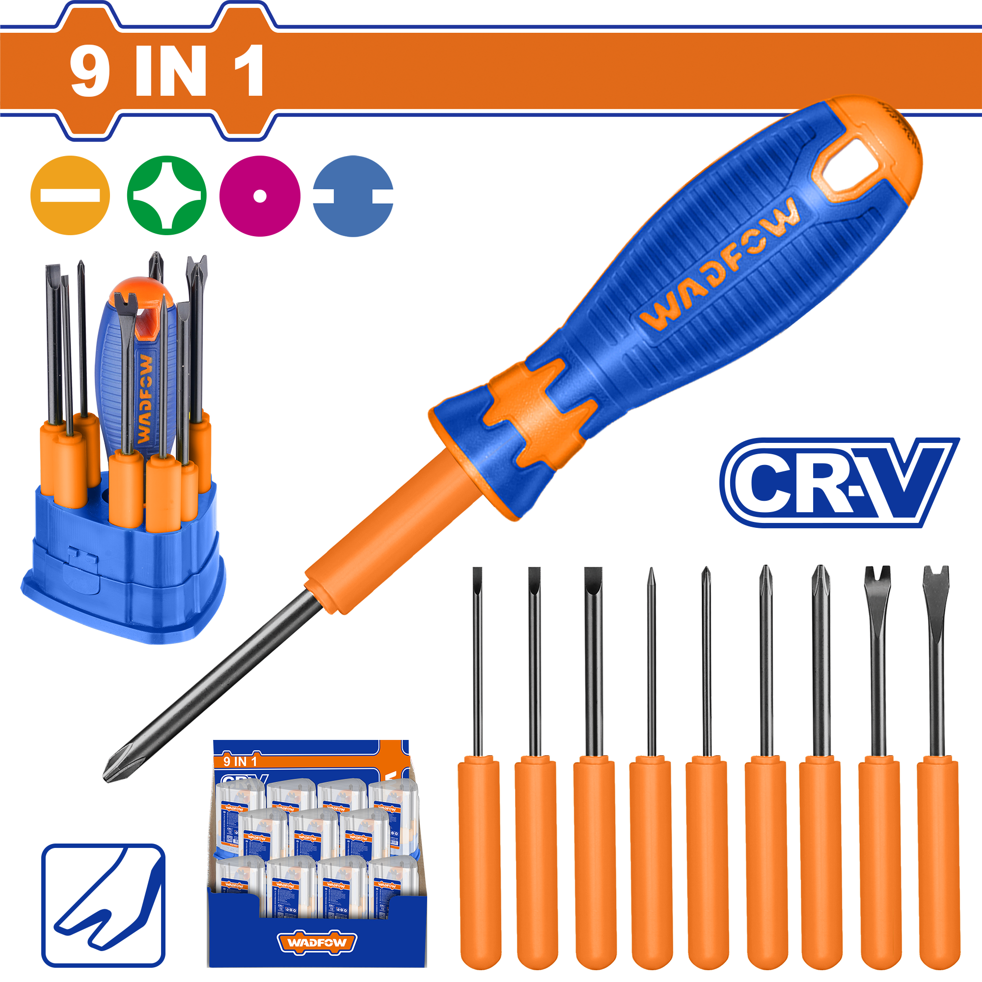 Wadfow 10 Pcs interchangeable screwdriver set -WSS1B10