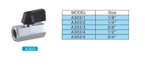 Mini Ball Valve – Female × Female – Model: A303