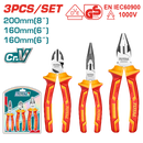 Total tools 3 Pcs insulated  1000V pliers set ( Combination pliers + Long nose pliers + Diagonal cutting pliers ) - THT2K0302
