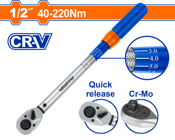 WADFOW
 torque wrench 1/2 inch.
  40-220 N.m
- WWQ1D12