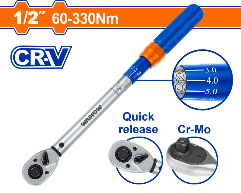 WADFOW
 torque wrench 1/2 inch.
   60-330 N.m
- WWQ4D12