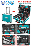 توتال تولز طقم عده كاملة  147 قطعه بشنطة متحركة  - THKTHP21476