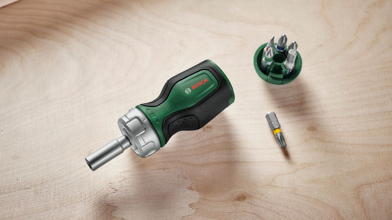 Bosch stubby ratchet screwdriver with 6 bits  - 1600A027PK