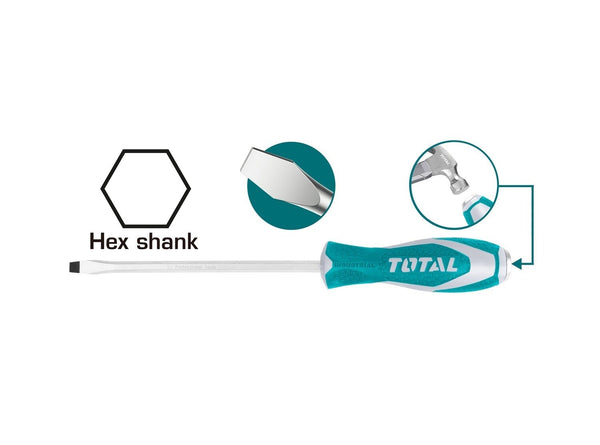 TOTAL TOOLS Slotted Go-Through Screwdriver 8mm X 200mm with -THTGTS8200