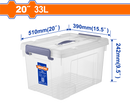 وادفو صندوق تخزين بلاستيك شفاف  مقاس 20 بوصة  33 لتر WTB2335