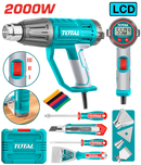 Total tools Heat gun 2000 W Adjustable temperature with LCD + Accessories  - TB200561