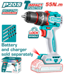 توتال تولز شنيور بطاريه دقاق 20 فولت 55 نيوتن Brushless بدون بطارية  و شاحن  -  TIDLI205581