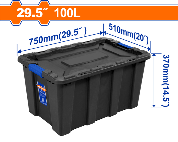 WADFOW Plastic  black storage container 29.5 inch. 100 ltr.- WTB331B