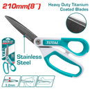Total tools Rubber grip long-blade scissors 8" 210 mm - THSCRS812108