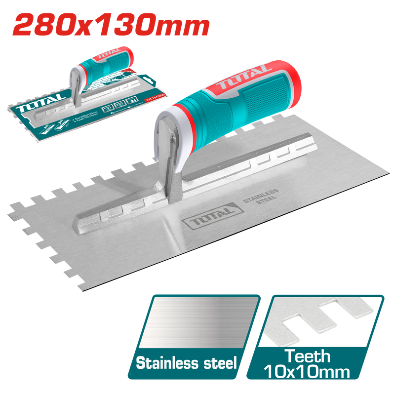 Total tools Plastering trowel with teeth 280x130mm (Plastic handle) - THTT81286