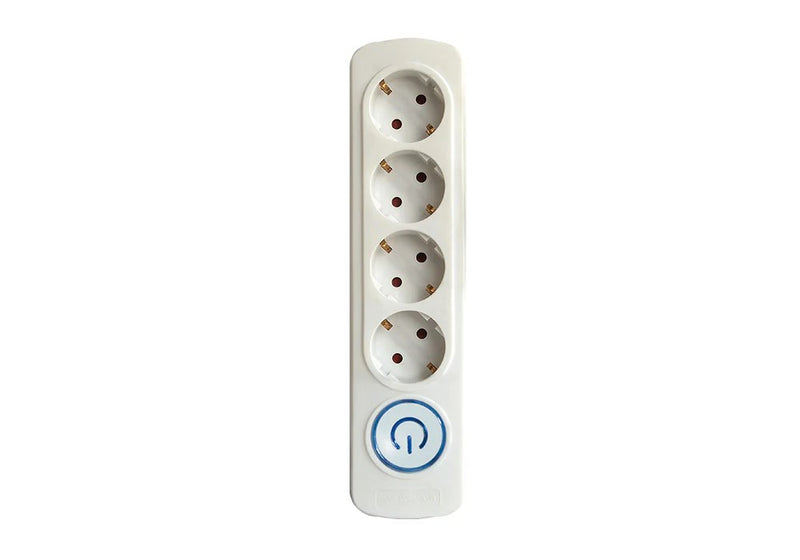 Elios PREMIO 4 Sockets Power Strip – 3 m Cable – Black/White