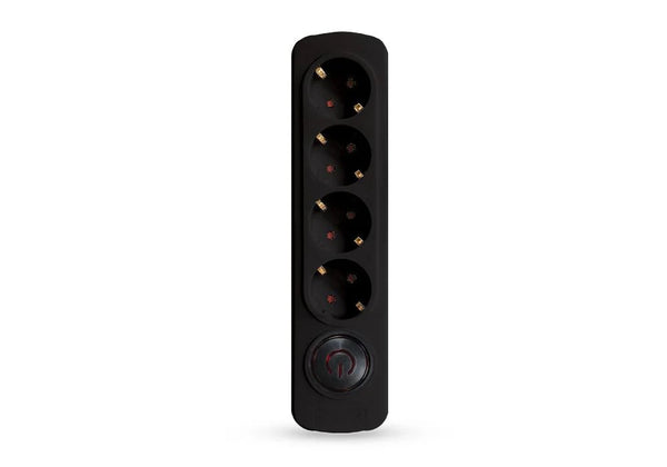 Elios PREMIO 4 Sockets Power Strip – 3 m Cable – Black/White