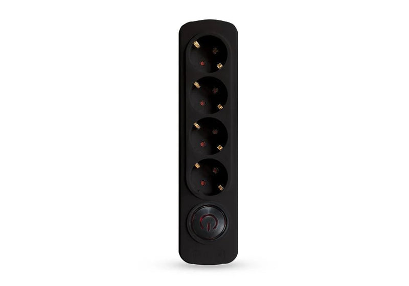 Elios PREMIO 4 Sockets Power Strip – 3 m Cable – Black/White