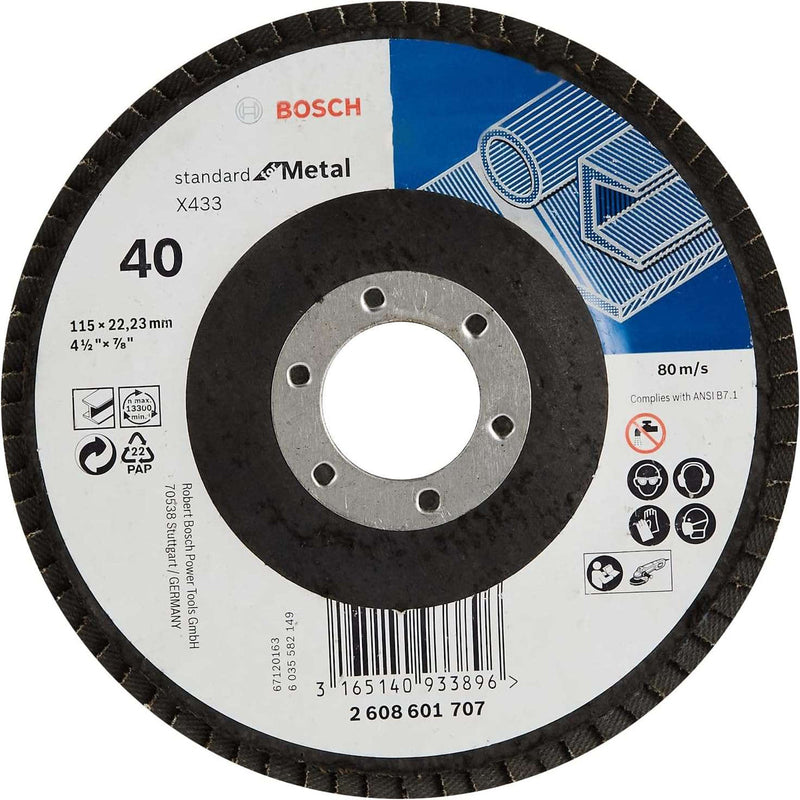 BOSCH Metal Flap Disc 4.5 " - 115 mm Grit 40 - 2608601707