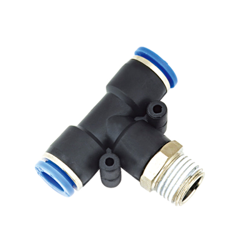 Male Thread T / Tee type Connector Three-way Pneumatic Air tube fittings Thread 1/4-inch x Tube 6mm Model TPB-06-02