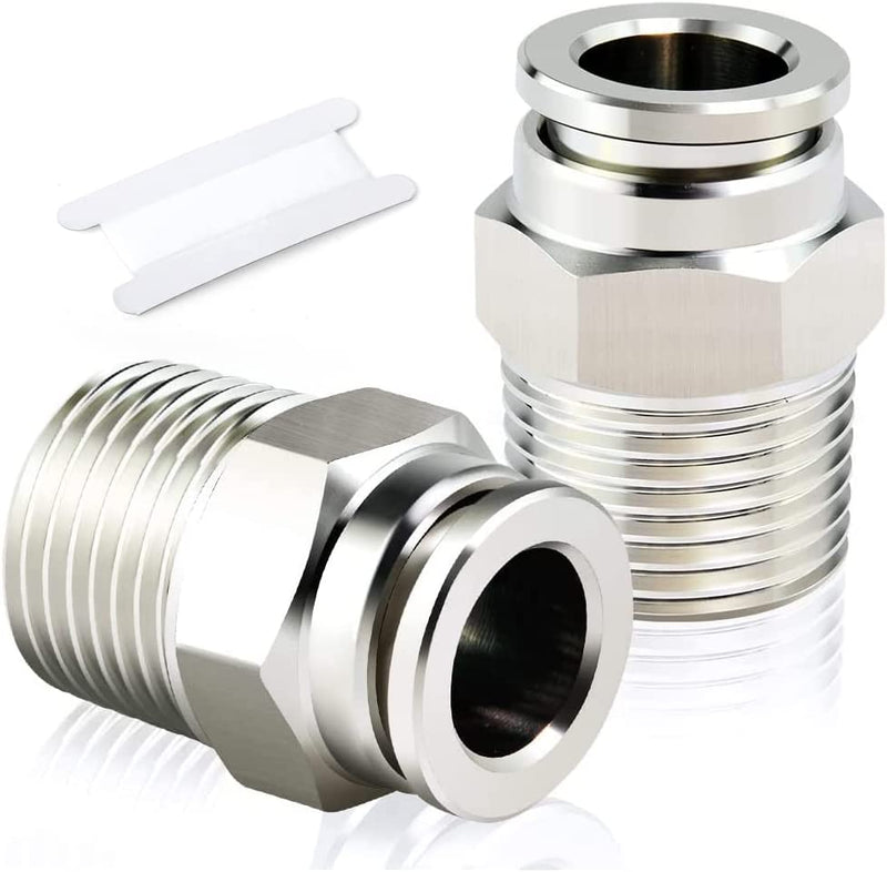 Male Connector Metal Pneumatic Air tube fittings Thread 1/4 inch x Tube 8mm Model MPC08-02