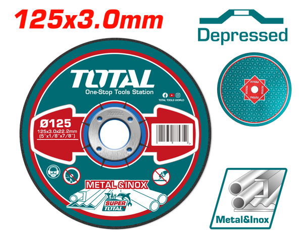 Total tools Abrasive metal cutting disc Depressed centre 125X3X22.2 mm - TAC2211251