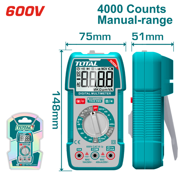 Total tools Digital multimeter  600 V  DC/AC - TMT536002