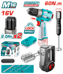 Total tools Cordless 3 pcs combo kit  (Brushless drill + hand mixer + hand blender ) 16V - TCKLI1638