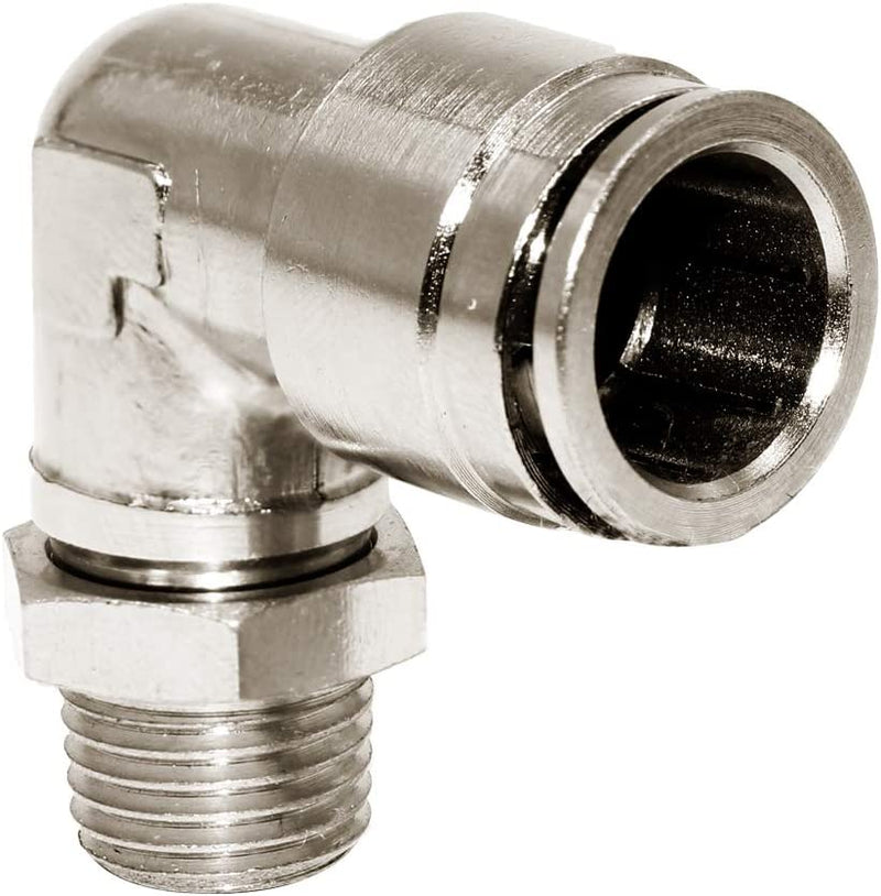 Male Elbow Metal Connector Pneumatic Air tube fittings Thread 1/4-inch x Tube 8mm Model MPL08-02