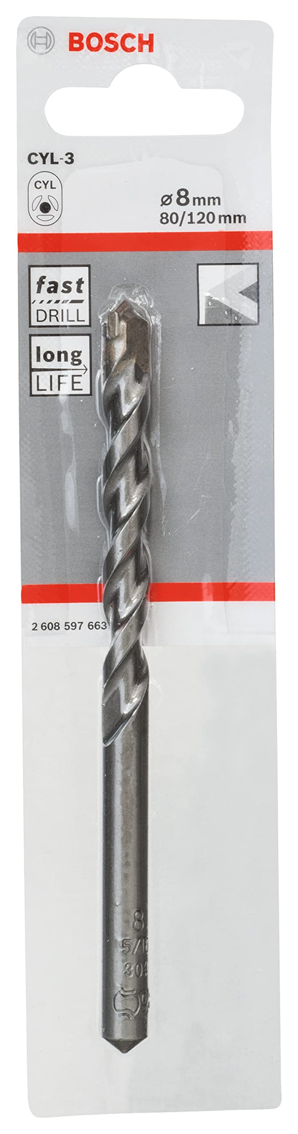Bosch CYL-3 DRILL BIT FOR ROTARY DRILLS/DRIVERS, FOR IMPACT DRILL/DRIVERS 8 MM 2608597663