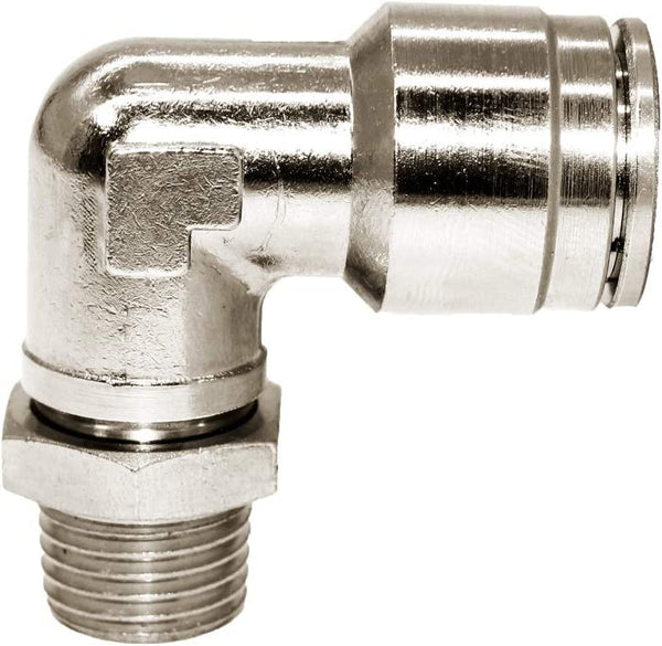 Male Elbow Metal Connector Pneumatic Air tube fittings Thread 1/4-inch x Tube 10mm Model MPL10-02