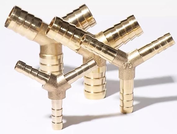وصلة نحاسية بشكل حرف Y ثلاثية الاتجاهات مسننة لتثبيت الخرطوم – موديل SP09