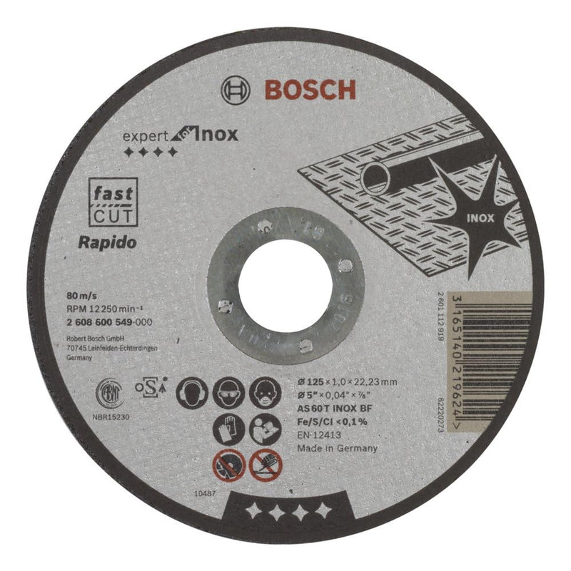 Bosch Stainless steel Cutting Disc 5" inch -125 x 1 x 22.23 mm-2608600549