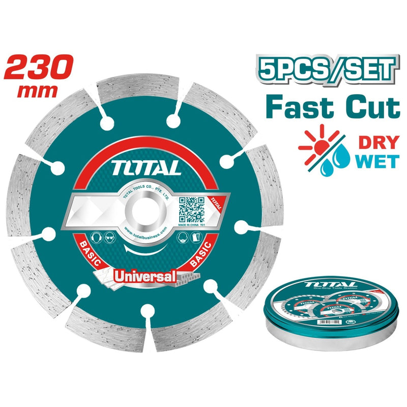 TOTAL TOOLS Dry diamond disc  (9") 22mm FOR Cutting walls and marble - TAC2112303M
