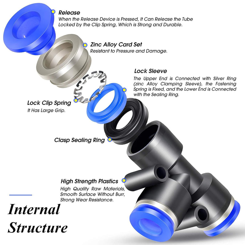 Union T/Tee Connector Three Way Pneumatic Air tube fittings Tude/ Tube 8mm-4mm-8mm Model TPEW 8-4