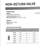 Non-Return Valve  / One Way - Model EA-