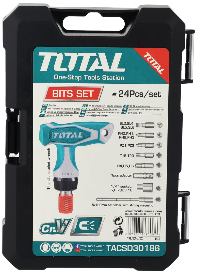 TOTAL TOOLS 24Pcs T-handle wrench screwdriver set - TACSD30186