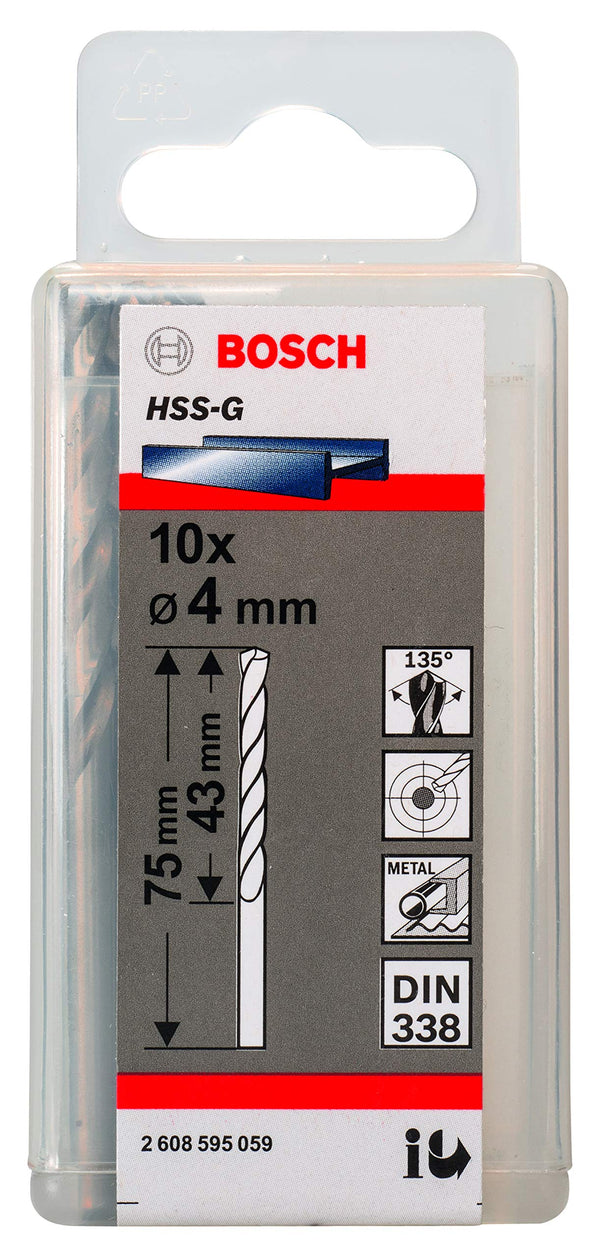 Bosch HSS TWIST DRILL BIT GROUND FOR ROTARY DRILLS/DRIVERS 4 MM - 2608595059