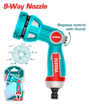 توتال تولز مسدس رشاش مياه بلاستيك 9 أشكال مقبض 3 لون - THWSG6091