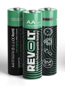 Revolt Rechargeable Lithium AA 2400 mWh 1.5V Battery , 4 pcs. + Charger Cable USB-C –  Model : Battery-AA-2400-4