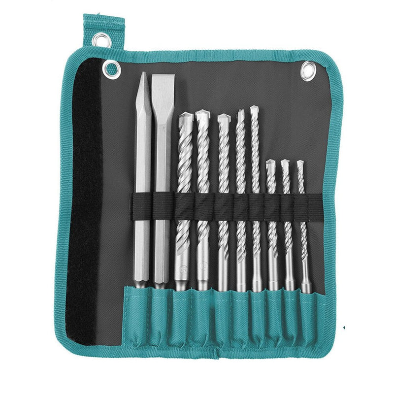 Total tools  hammer drill bits and chisels set  10 Pcs -TACSD19101