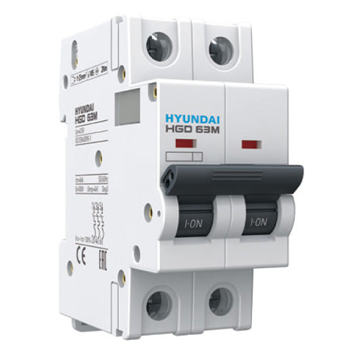 Hyundai Miniature circuit breaker. C curve. 2P. 6kA - Model. HGD-2