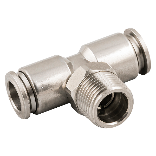 Male Thread T / Tee Metal type Connector Three-way Pneumatic Air tube fittings Thread 1/4-inch x Tube 6mm Model MPT 06-02