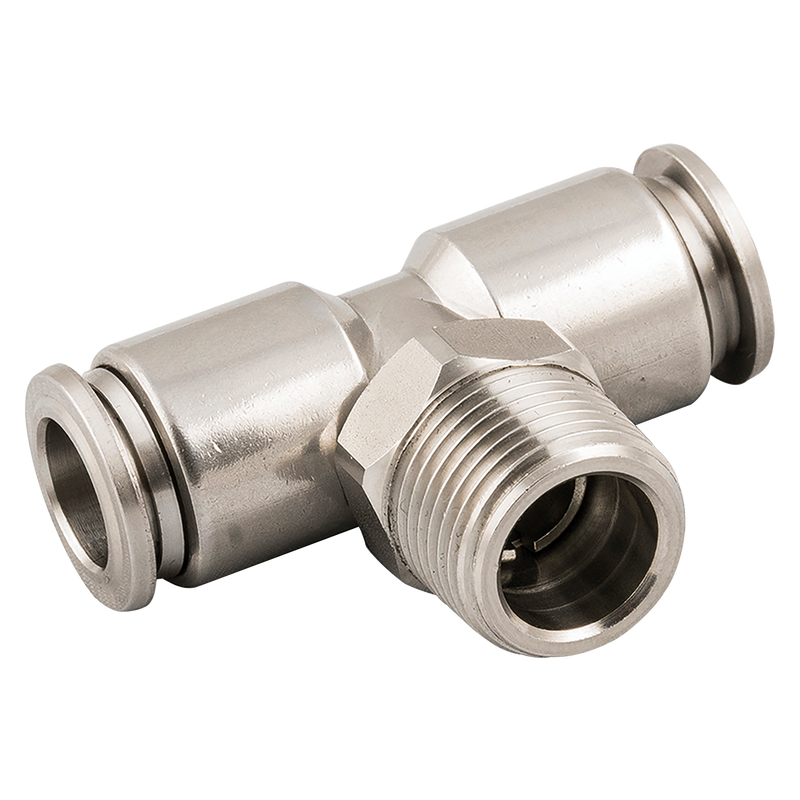 Male Thread T / Tee Metal type Connector Three-way Pneumatic Air tube fittings Thread 1/8-inch x Tube 6mm Model MPT 06-01